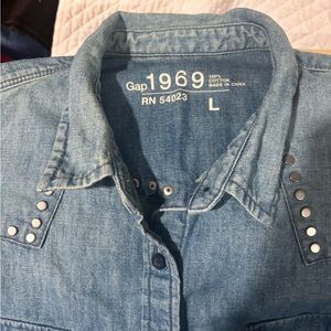 GAP Blue Denim Shirt with Silver Studs
